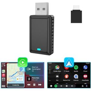 2IN1 Draadloze CarPlay Android Auto Adapter Mini USB Dongle, Plug & Play, converteert originele bedrade CarPlay naar draadloze CarPlay, voor 2016-2023 auto's met fabrieksbedrade CarPlay | Android Auto