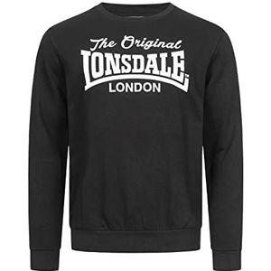 Lonsdale BURGHEAD Sweatshirt met ronde hals voor heren, normale pasvorm, zwart/wit, M