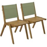 Oviala Set van 2 tuinstoelen van eucalyptus en textiel, cactusgroen