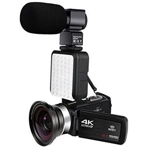 Videocamera Camcorder Videocamcorder 4K 48MP 16X Digitale zoomvlogging camera ingebouwde vullamp touchscreen vlogging for vlog opname fotografie recorder cam Multifunctionele vlogcamera(128 G SD Card,