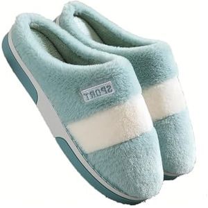 Slippers Winter Dames Heren Zachte comfortabele pluche pantoffels Antislip Winter Warme pantoffels Lichtgewicht katoenen pantoffels (Color : Blue, Size : 36-37/24cm)