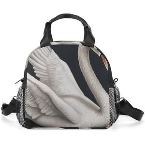 Geïsoleerde Lunch Bag Lunch Box voor Vrouwen Lunch Tote Tassen Wit SwanLunchbox Lunch Tas met Side Pocket