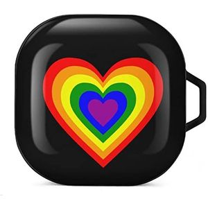 LGBT Regenboog Hart Oordopjes Hoesje Compatibel met Samsung Hard Shell Beschermhoes Zwart-Stijl