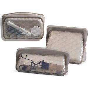 Stasher Herbruikbare siliconen make-uptas, opbergtas organizer, vaatwasmachinebestendig, lekvrij, bundel 3-pack, taupe, Taupe, Pack of 3