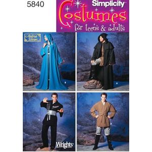 Simplicity 5840Dames, Mannen & Tiener Kostuums, Papier, Wit, A (XS, S, M, L, XL)