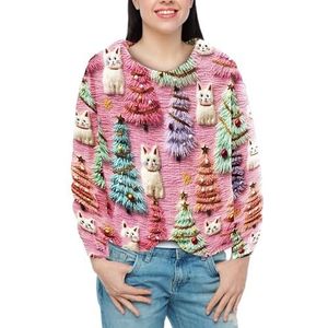 Kerstboom kunst truien,Sweatshirt met ronde hals en lange mouwen voor de winter | Gezellige polyester shirts, ademend en comfortabel voor cocktailparty's, daten, thuis Bbauer