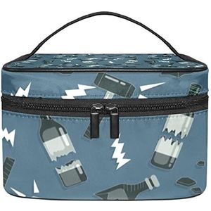 Gebroken fles patroon make-up organizer tas, reizen make-up tas organizer case draagbare cosmetische tas voor vrouwen en meisjes toiletartikelen, Meerkleurig, 22.5x15x13.8cm/8.9x5.9x5.4in