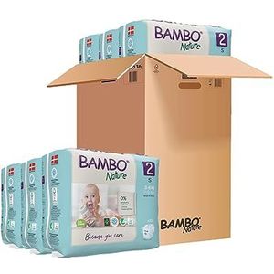 Bambo Nature Premium Eco-luiers, ecologisch gelabelde duurzame luiers, verbeterde lekbescherming, veilige en comfortabele babyluiers, maat 2 luiers (7-13 lb/3-6 kg), Mini, 30 stuks (6 stuks)