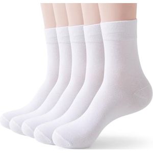 Wamicu 5 paar sokken voor dames, dunne katoenen damessokken, crew sportsokken, ademend, 02 wit (5 paar), 39-42 EU