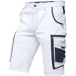 PUMA WORKWEAR Premium werkshort met veel zakken en verstevigd materiaal - Wit/Anthraciet - Maat 44