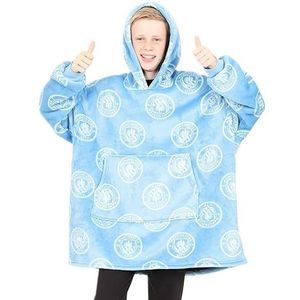 MANCHESTER CITY Football Club Jongens Volledig Gevoerde Luxe Fleece Hoodie, Oversized Fleece Deken Hoody Blauw, Blauw, One Size