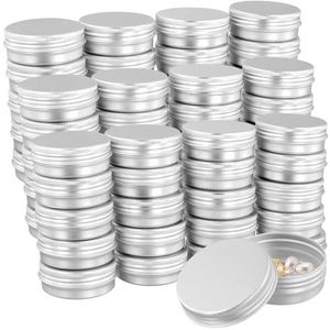 JOIKIT 60 stuks 30 ml aluminium blikjes, 1 oz zilveren aluminium blikken potten, kleine ronde metalen lege containers voor room, lotion, kralen