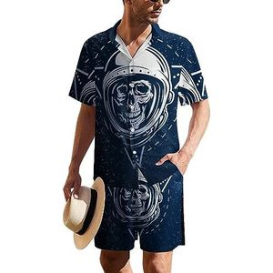 Dead Skull Astronaut Hawaiiaanse pak voor heren, set van 2 stuks, strandoutfit, shirt en korte broek, bijpassende set