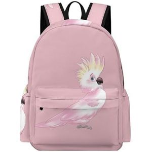 Roze kaketoe papegaai mini rugzak schattige schoudertas kleine laptoptas reizen dagrugzak voor mannen vrouwen
