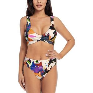 Zelinge Bikinisets voor dames, hoge taille, sportief, 2-delig, badpak, twist-front, S-XXL