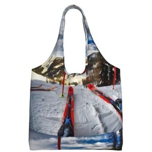 YIFEIWSHH Winter Skiën Extra Grote Capaciteit Schouder Canvas Tas Voor Winkelen Reizen Dagelijks Gebruik, Zwart, Eén maat