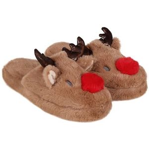 Rendier ANTI-SLIP damespantoffels, WARME, ZACHTE, BONTEN huisslippers, kerstmis (Rendier, 38-39, EU-systeem voor schoenmaten, Volwassene, Numeriek (van/tot), Normaal, 38, 39)
