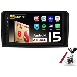 Android 15 Autoradio Sat Navi voor B-enz ML Series (2005-2012) 9 Inch Touchscreen Multimedia Speler met Draadloze Carplay GPS Navigatie FM RDS Bluetooth 5G-WiFi SWC DSP,M500s