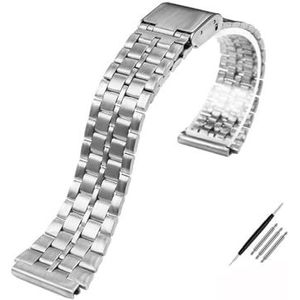 WAHRE Retro Kleine Vierkante Metalen Horlogeband Geschikt For Casio A158WA A168 / A159 / A169 / B650 / AQ230 Roestvrijstalen Armband 18 Mm (Color : B silver, Size : 18mm)