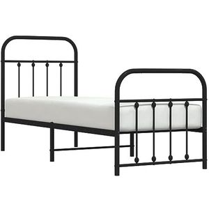 VidaXL Bedframe Metaal Zwart 75x190 cm - Hoofd- en Voeteneinde