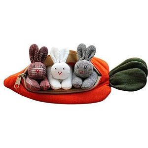 Hide-and-seek konijntje in een wortel zak, 3 konijntjes in een wortel, zacht en knuffelig konijntje wortel pluche speelgoed desktop decoratie, geschikt voor kinderen Pasen verjaardagscadeau