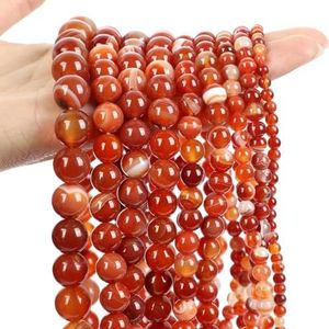 Natuursteen kralen veelkleurig aquamarijn tijgeroog roze agaat glas losse spacer kralen voor sieraden maken DIY armband ketting-oranje streep agaten-4 mm- ongeveer 90