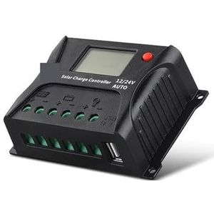MPPT-zonnecontroller, 12 V/24 V 20a Auto Solar Batterij Oplader PWM Laadrelaar PV Regulator Met LCD Display USB for 12 V/24 V Zonnestelsel Bescherming van zonnebatterijen