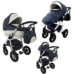 Kinderwagen voor grote ouders, babyzitje en Isofix, keuze uit QueroLen door Saintbaby Blue 3-in-1 met babyzitje