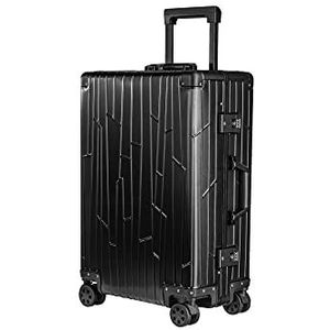 GUNDEL Aluminium Handbagage Koffer Cabine Trolley (Zwart) 55x40x20 cm H/W/D 35L 4x360° wielen 2X TSA cijferslot