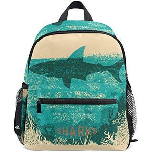 BALII Retro Shark Peuter Rugzak Boek Tas School Rugzak voor Meisje Jongen Kinderen