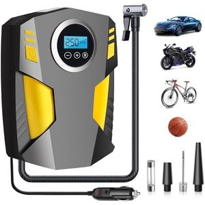 PQETBV Draagbare luchtcompressor, 150 psi, luchtcompressor, 12 V, draagbare luchtcompressor voor wielen met ledlicht, lucht voor autobanden en andere opblaasbare banden