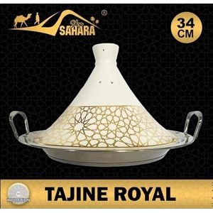 Tagine Marokkaanse tajine, Royal Ø 34 cm keramische inductie pan, tuinpan om te koken, verkrijgbaar in drie maten, premium kwaliteit, geschikt voor alle soorten fornuizen: inductie en oven