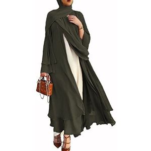 RUIG Open jurk van chiffon voor moslimgebed, voor dames, abaya-jurk, Dubai, Turkije, islamitisch, kaftan, Ramadan, Eid Mubarak, damestuniek, XL