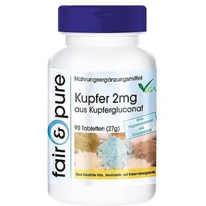 Fair & Pure® - Koper tabletten 2mg - kopergluconaat - vegan - zonder magnesiumstearaat - 90 tabletten