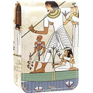 Gepersonaliseerde Lipstick Case Draagbare Make-up Tas Cosmetische Pouch Lippenstift Houder Make-up Organizer Oude Egyptische, Meerkleurig, 9.5x2x7 cm/3.7x0.8x2.7 in