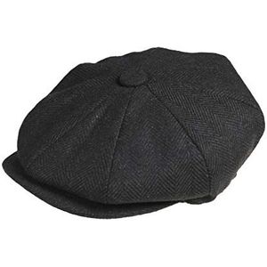 Peaky Blinders Platte pet, Newsboy-stijl, Zwarte visgraatpatroon, XXL