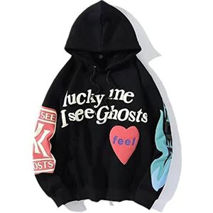 Lucky Me I See Ghosts Hoodie Hip Street Rapper Unisex Paar Sweatshirt Met Nieuwigheid Afdrukken, B, M