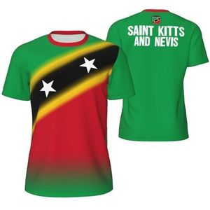 Sport Mesh T-Shirt Saint Kitts en Nevis vlag voor Running Bike Voetbal Tennis Voetbal Fitness Tees 3D Gedrukt, Meerkleurig, S