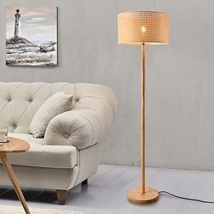 Staande lamp Rochdale 154 cm E27 houtkleurig en geelbruin