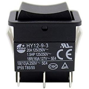 KEDU HY12-9-3 6 spelden 125/250 V 20/18/(10) A drukschakelaar ON-OFF-ON schakelaar voor elektrisch gereedschap met automatische resetfunctie, 2 stuks