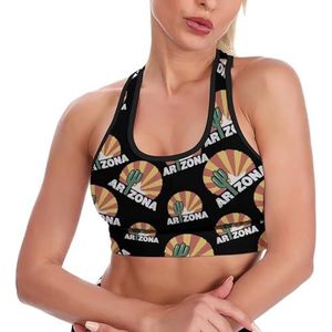 Arizona Cactus Vlag Vrouwen Tank Top Sport BH Yoga Workout Vest Atletische BH's