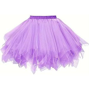 Boolavard Volwassen Vrouwen 80's Tutu Rok Gelaagde Tule Petticoat Halloween Tutu, Paars, L/XL