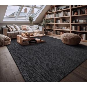 Paco Home Tapijt Vloerkleed In-& Outdoor Balkon Terras Keukenvloerkleed Eenkleurig Gemêleerd Patroon, Maat:60x100 cm, Kleur:Antraciet