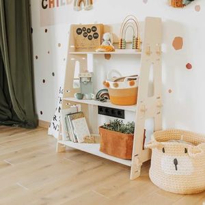 Montessori planken Speelgoed opbergschap voor kinderen Kinderkamerplanken Kinder speelgoedplank, Kinderkamer meubilair (Wit)