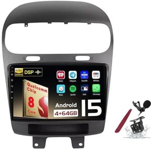 Android 15 Autoradio Sat Navi voor D-odge Journey(2011-2020) 9 Inch Touchscreen Multimedia Speler met Draadloze Carplay GPS Navigatie FM RDS Bluetooth 5G-WiFi SWC DSP,M100s