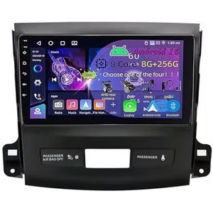 9 Inch 2 Din Android 15 Autoradio voor Mitsubishi Outlander xl 2 2005-2012 met CarPlay AHD Omgekeerd beeld Bediening op het stuur Bluetooth GPS navigatie FM Radio WiFi(C2 3+32G)