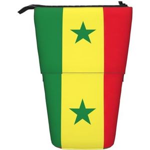 Evengigy Vlag van Senegal Print Leuke Etui met Zip Verstelbare Stand Potlood Houder Grappige Make-uptas, Zwart, Eén maat, Tas Organizer