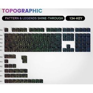 QPSJXN Keycaps PBT Double Shot 130 toetsenset topografisch deelprofiel paars zijdruk glanzend via MX Switch Keyboards (BlackV3)