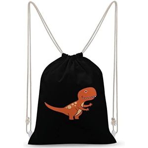 T-Rex Dinosaurus Trekkoord Rugzak String Bag Sackpack Canvas Sport Dagrugzak voor Reizen Gym Winkelen