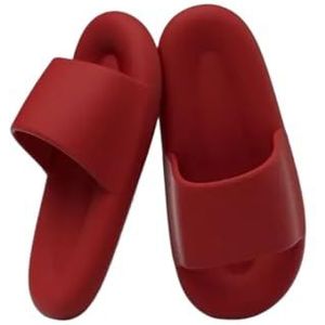 UBOHUZ Vrouwen Zachte Slippers Lichtgewicht Open Teen Antislip EVA Sandalen Indoor Outdoor Sneldrogende Badkamer Schoenen Voor Badkamer, Zwembad, Rood, 36/37 EU